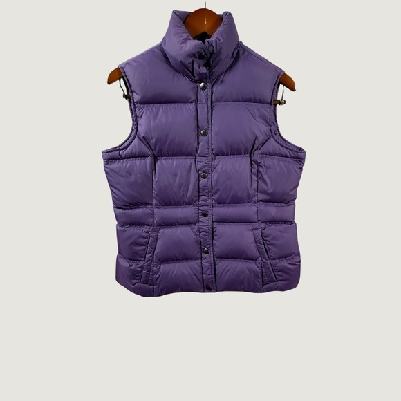 Lands' End Jackets & Blazers - Lands' End Women's Down Puffer Vest Purple Small 6-8 Snap Front Quilted Nylon